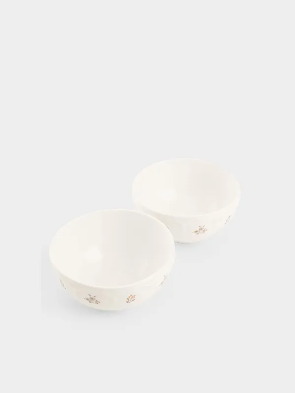 Bowl, 14x7 cm, 2 pcs, porcelain N, white, Vintage flowers, La flore, image-2