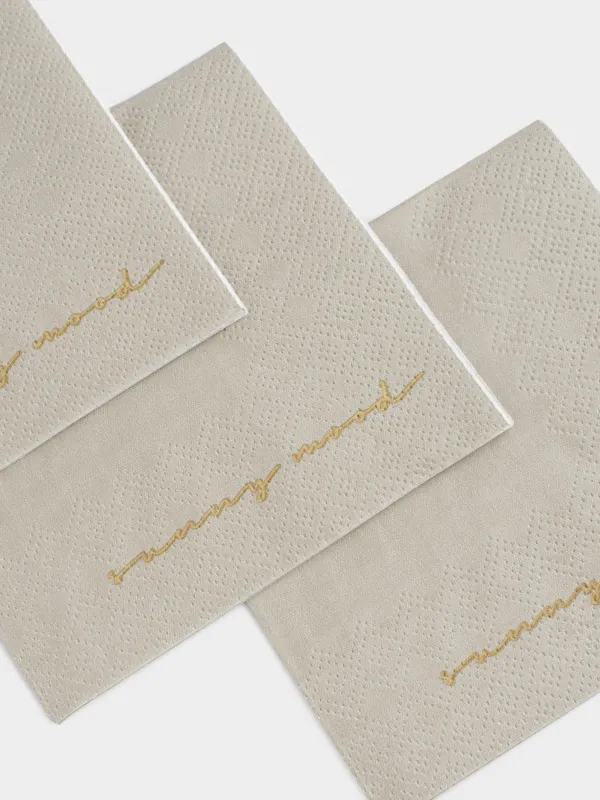 Paper napkins, 21x21 cm, 20 pcs, square, beige, Sunny mood, Scroll, image-1