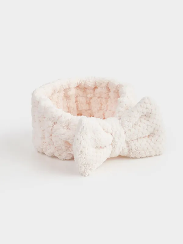 Headband, 16x9 cm, Fleece, Milk, Bow, Ratine, image-1