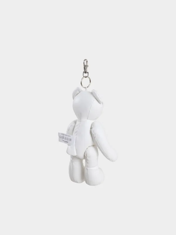 Keychain, 21 cm, soft, with movable paws, PU leather / Metal, White, Bear, Bear, image-2