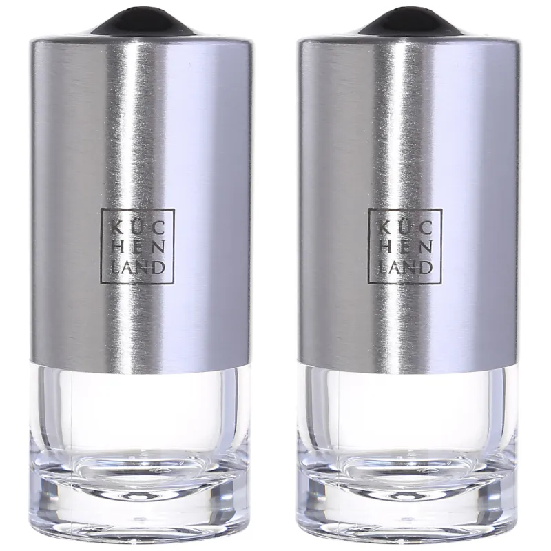 Salt and pepper set, 13 cm, on a stand, acrylic / steel, Spices, image-1