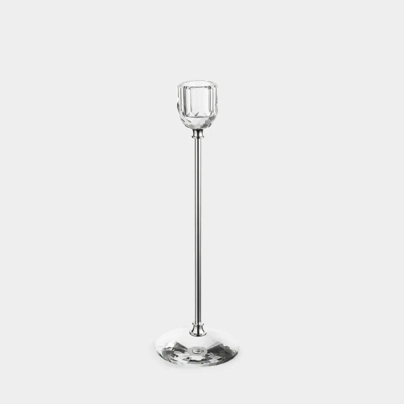 Candlestick, 24 cm, for a thin candle, on a leg, crystal glass / metal, Lux crystal