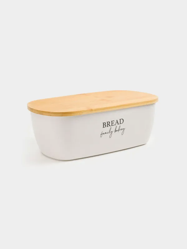 Bread box, 37x21x13 cm, with cutting board, bamboo, oval, Dairy, Bread/Bakery, Course, image-1