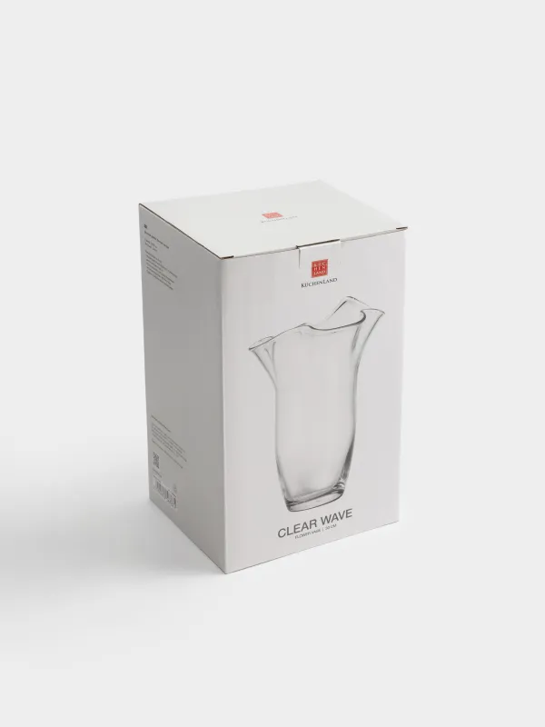 Flower vase, 30 cm, Glass, Wavy edges, Clear wave, image-4