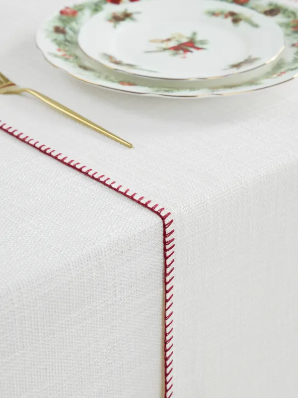 Table runner, 40x160 cm, with stitching, polyester, milky, Burlap, Gunny traditions, image-5