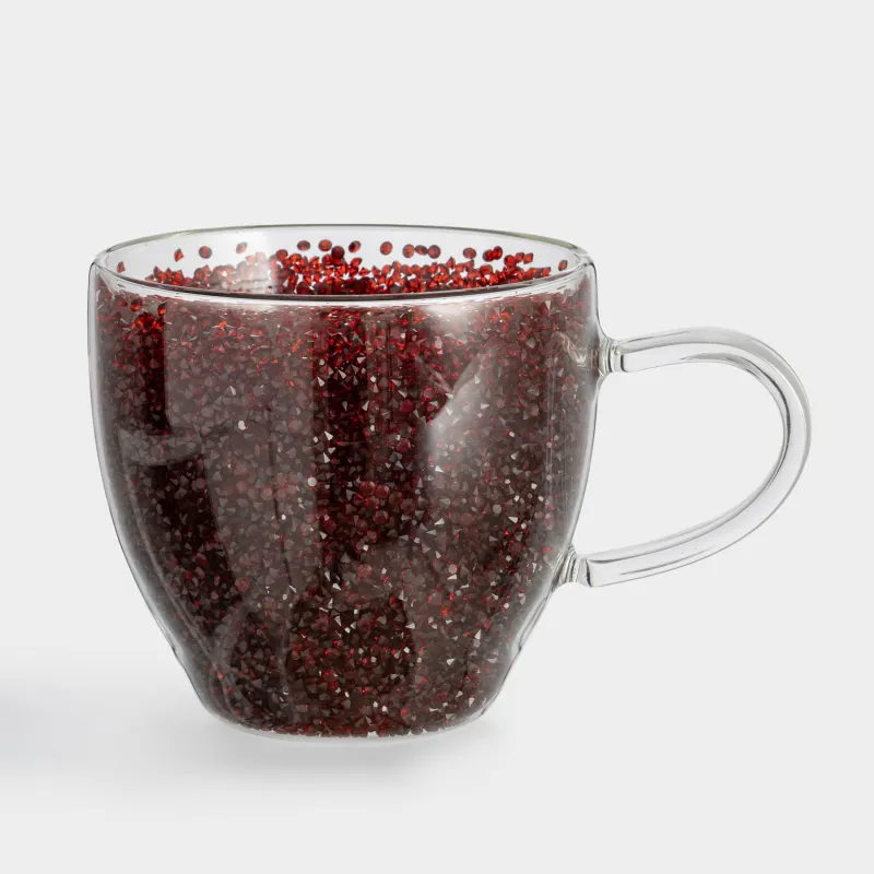 Mug, 300 ml, B glass, with red crystals inside, Air decor