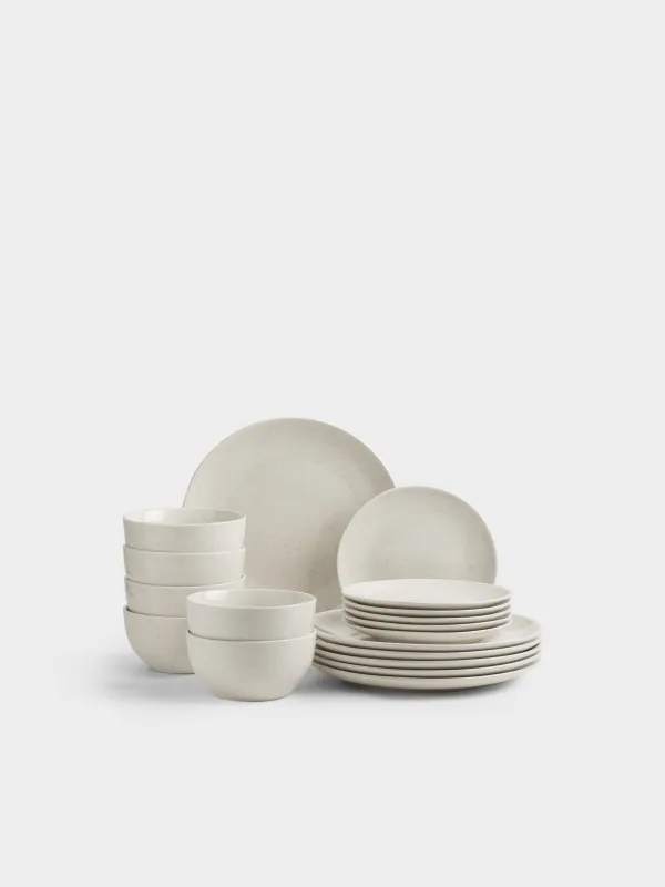 Dining set, 6 persons, 18 items, porcelain P, milky, speckled, Latio, image-0