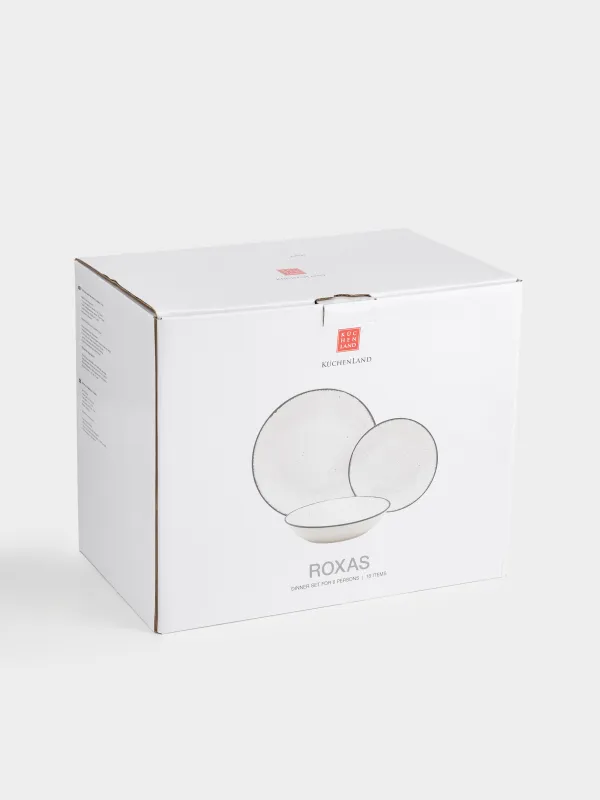 Dining set, 6 pers., 18 pr., ceramic, white-grey, speckled, Roxas, image-7