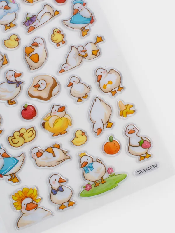 Sticker set, 17x9 cm, 41 pcs, disposable, PVC, Duck, Duck yellow, image-1