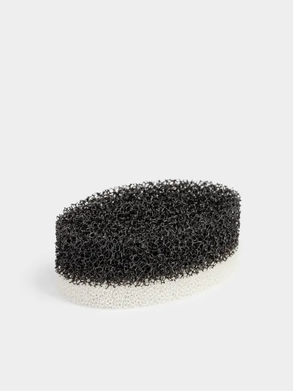 Sponge for washing dishes, 9x6 cm, 3 pcs, abrasive, oval, black and gray, Black clean, image-5