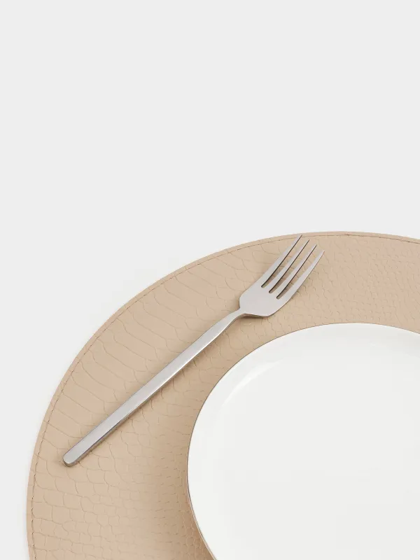 Placemat, 38 cm, polyurethane, round, beige, Snake scales, Rock, image-2