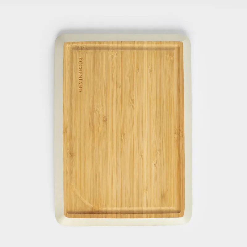 Cutting board, 28x20 cm, bamboo, rectangular, gray edging, Bamboo