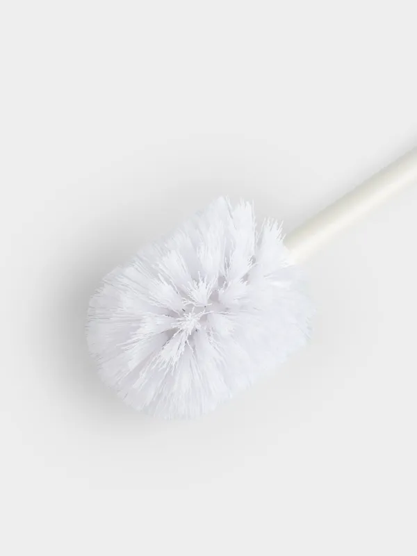 Toilet brush, 46 cm, with stand, plastic / polyresin, milky, White stripes, image-4