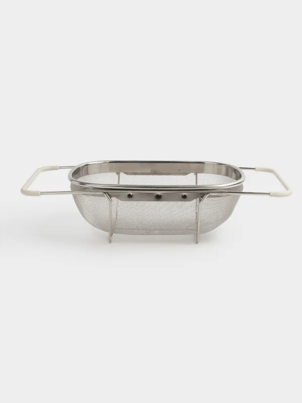 Colander, 27 / 40x18 cm, for the sink, collapsible, steel / PVC, beige, Tammy, image-1