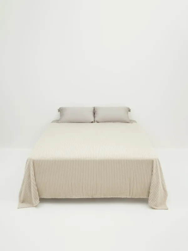 Bedspread, 220x240 cm, flannel, beige, Three-dimensional stripes, Flannel, image-5