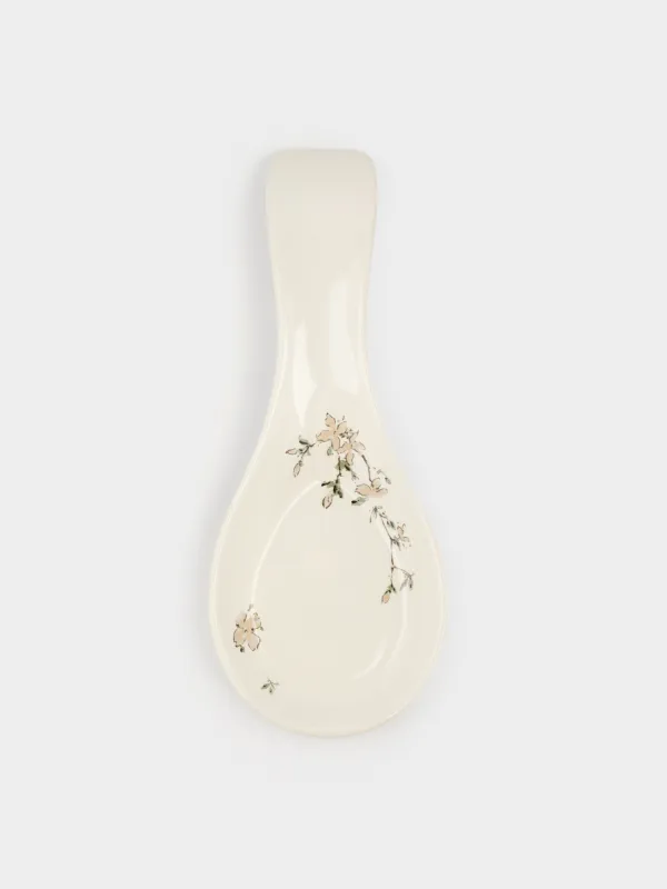 Spoon stand, 25 cm, ceramic, milky, Flowers, Florin, image-0