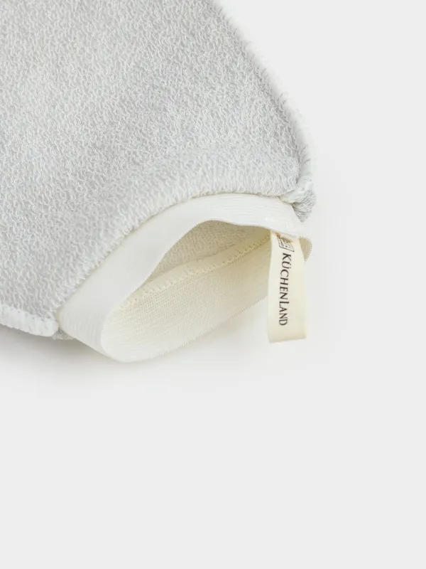 Washcloth-mitten for washing the body, 20x16 cm, nylon / cotton, gray-blue, Unique spa, image-3