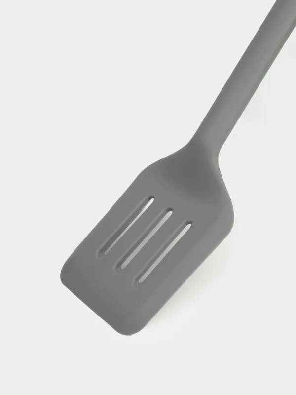 Spatula, 30 cm, slotted, Silicone, Grey, Grey steel, image-3