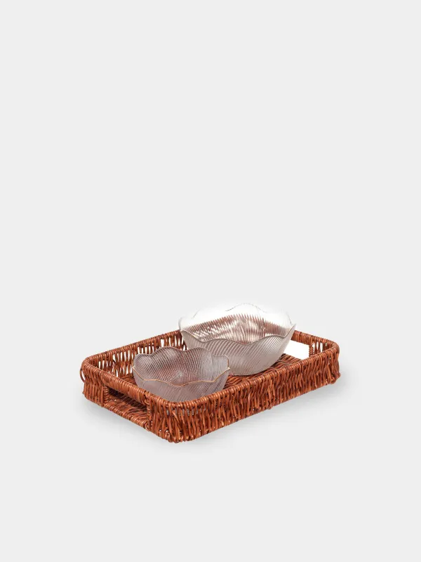 Tray, 30x20 cm, rattan, rectangular, brown, Blendy, image-3