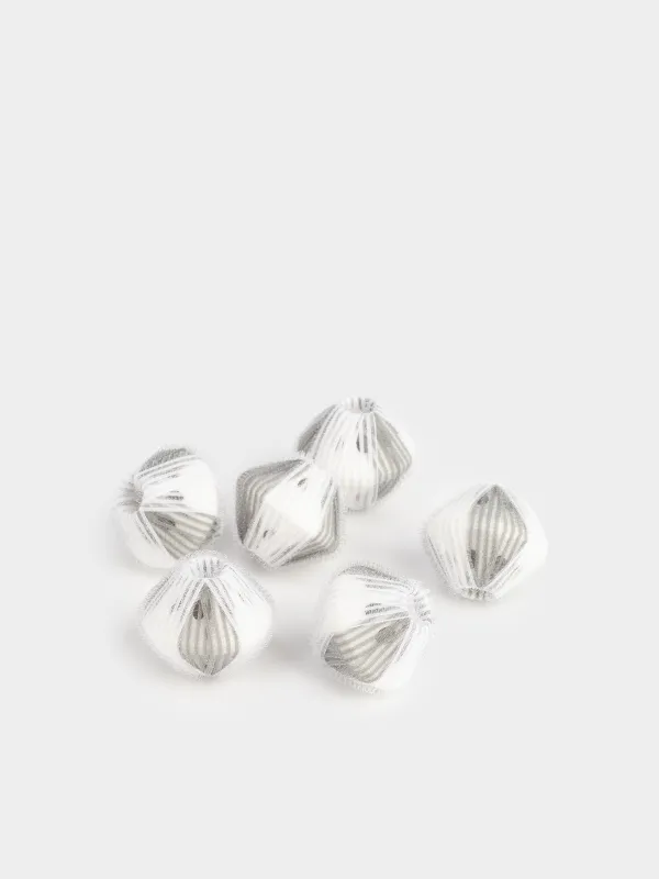 Washing ball, 5 cm, 6 pcs, with the effect of collecting wool, nylon, gray, Washing ball, image-0