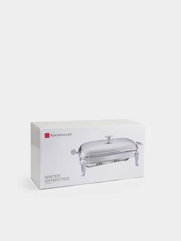 Chafing dish, 49x26x18 cm, with lid, rectangular, glass T / steel, Winter antarctica, image-4