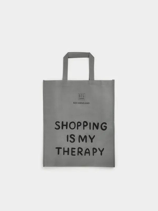 Shopping bag, 34x30 cm, polypropylene, grey, Design, Shopping font, image-0