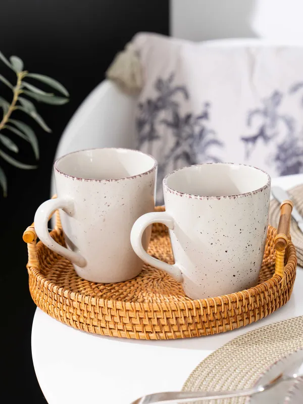 Mug, 400 ml, 2 pcs, ceramic, beige, speckled, Speckled, image-8
