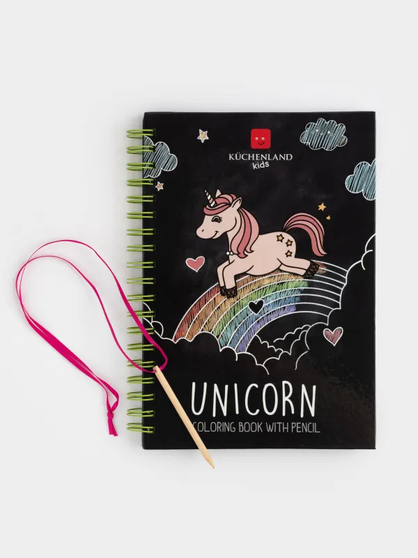 Coloring book, 19x26 cm, 24 sheets, on rings, with pencil, Unicorn, Unicorn, image-0