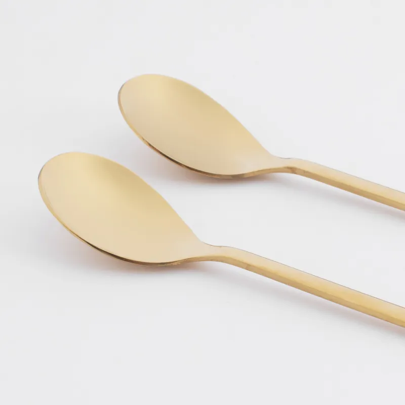 Dessert spoon, 14 cm, 2 pcs, steel, golden, Flower, Bloome, image-1