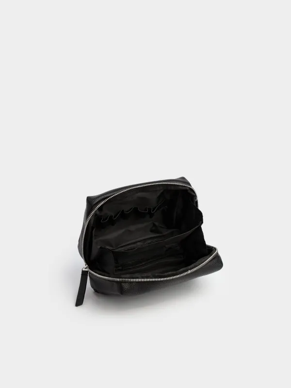 Makeup bag, 20x12 cm, polyurethane, black, Memo, image-3