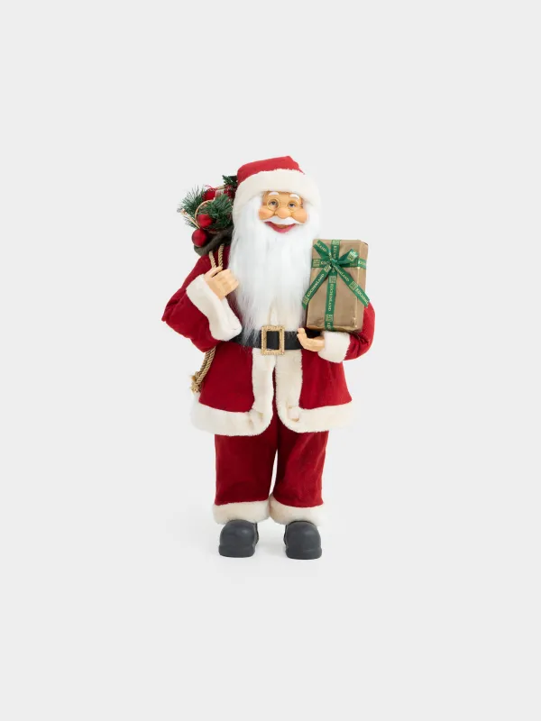 Decorative item, 60 cm, soft, plastic / polyester, Santa with bag and gift, Magic time, image-0