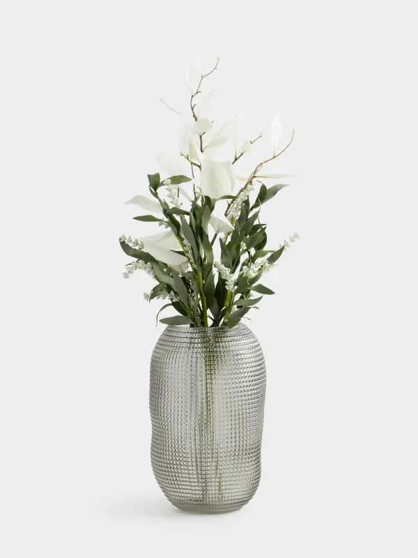 Flower vase, 30 cm, glass, grey, Fantasy, image-4