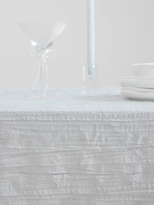 Tablecloth, 160x160 cm, polyester, Light gray, Crumpled effect, Dented, image-3