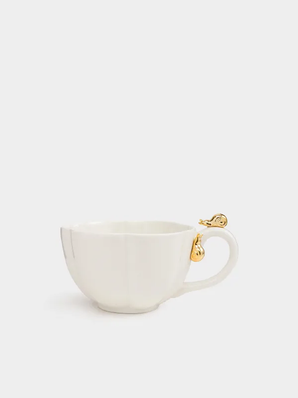 Mug, 500 ml, porcelain P, milky gold, Snails, Tale garden, image-0