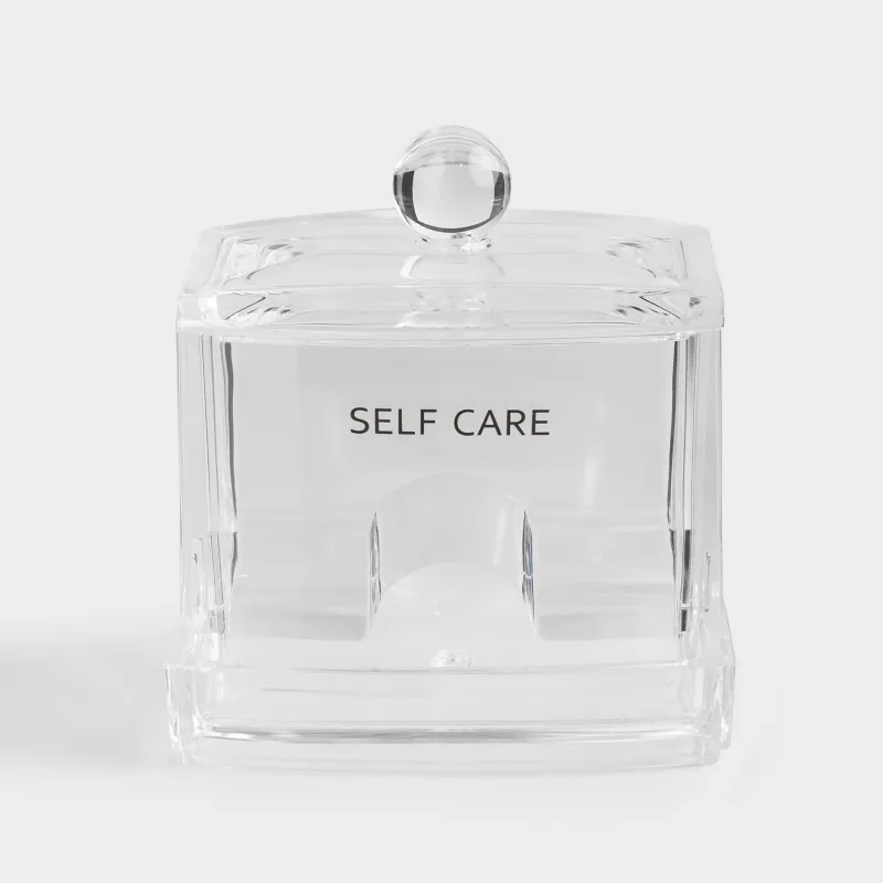 Cotton swabs container, 9x10 cm, with lid, plastic, Basic font