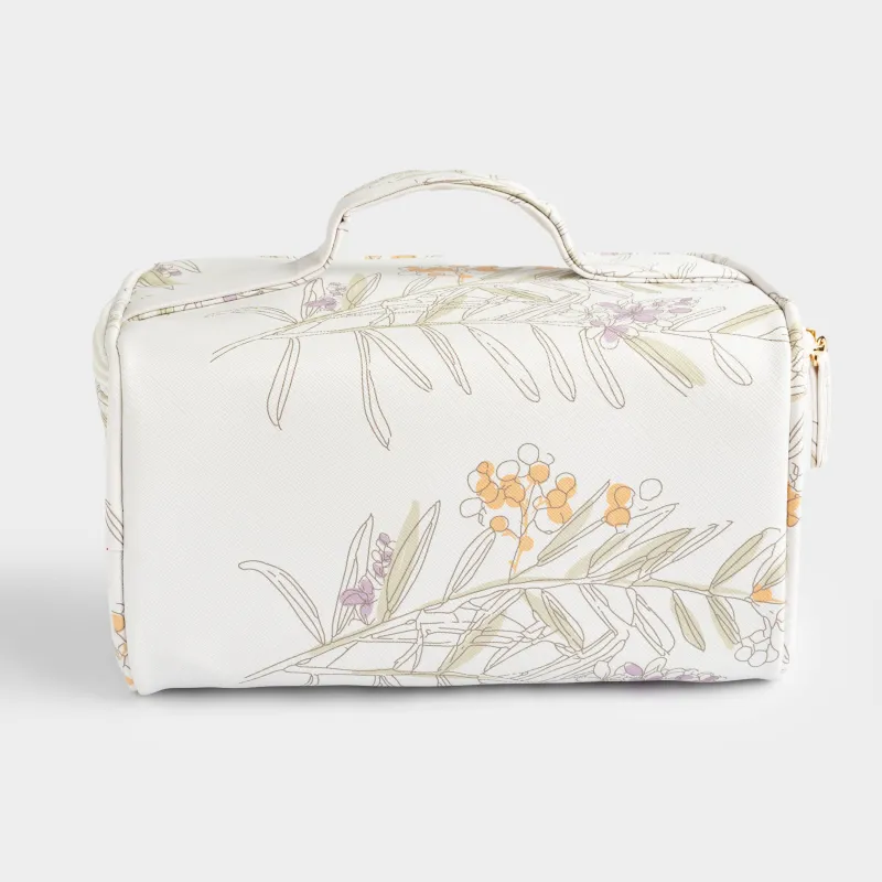 Cosmetic bag, 23x13 cm, with handle, polyurethane, white, Mimosa, Isadora, image-4