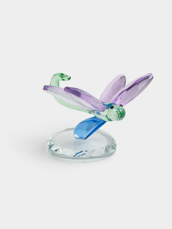 Statuette, 8 cm, crystal glass, green-purple, Dragonfly, Vitreous, image-1