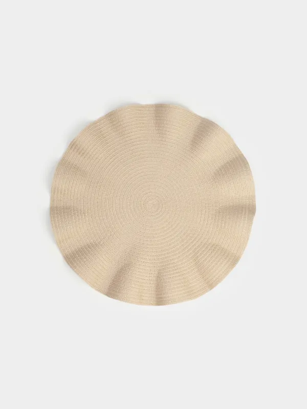 Placemat, 38 cm, polyester, round, beige, Wavy edges, Circle wave, image-0