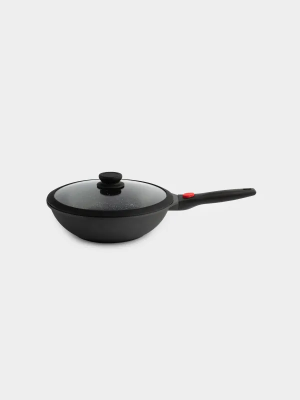 Wok, 28 cm, with lid, removable handle, coated, aluminum, Solution Red 2, image-1