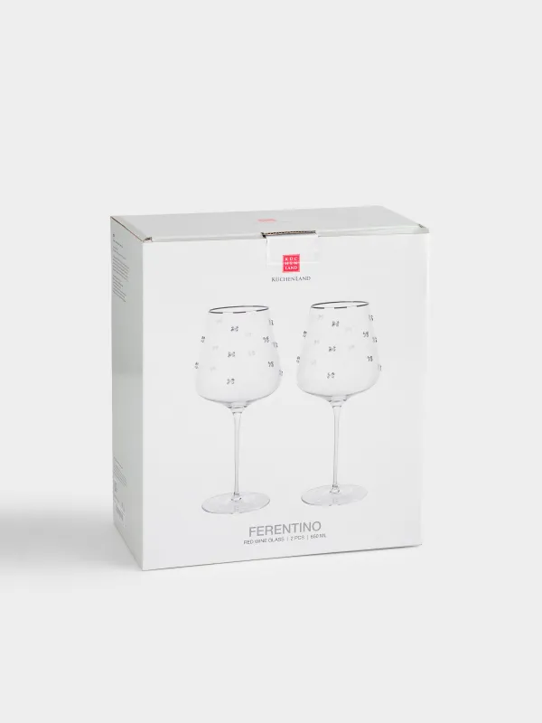 Drinking glass, 650 ml, 2 pcs, crystal glass, with silver edging, Ferentino, image-5