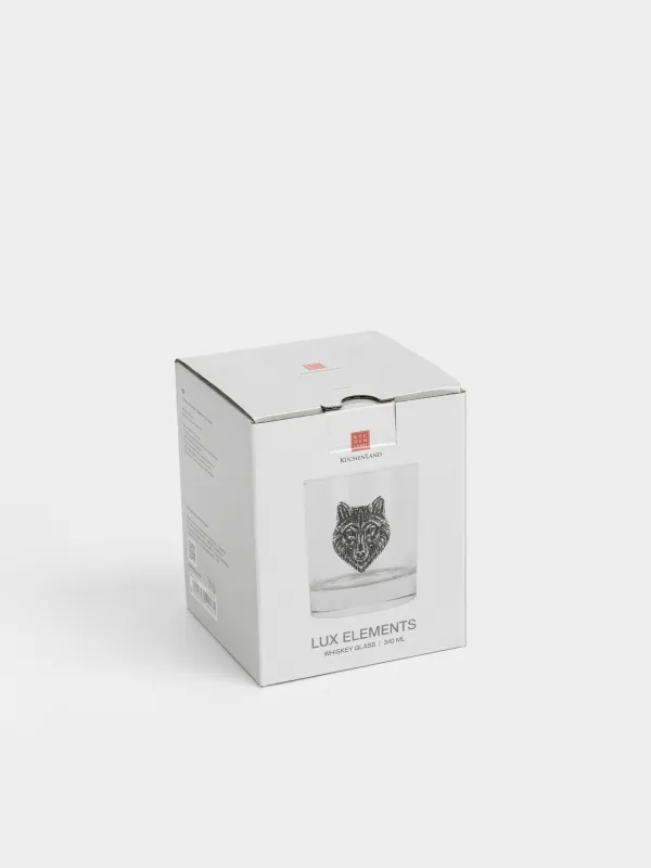 Drinking glass, 10 cm, 340 ml, glass / metal, Silver wolf, Lux elements, image-5