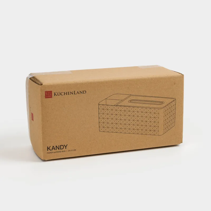 Paper napkin box, 24x12 cm, with organizer, with sitemsing, plastic / metal, Kandy, image-7