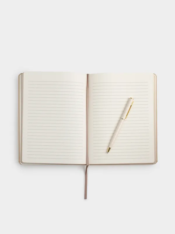 Notebook, with pen, 15x20 cm, 80 l, polyurethane, milky, B&G, image-6