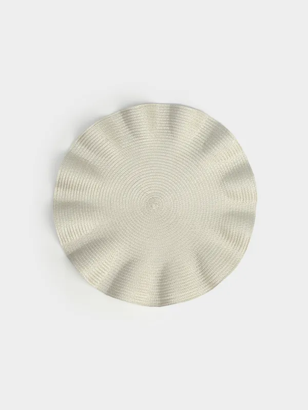 Placemat, 38 cm, polypropylene, round, grey-beige, Wavy edges, Circle wave, image-0