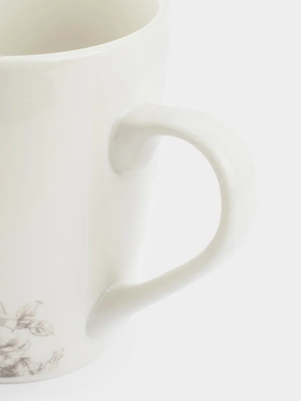 Mug, 350 ml, 2 pcs, porcelain P, white, Beige flowers, Maleo, image-5