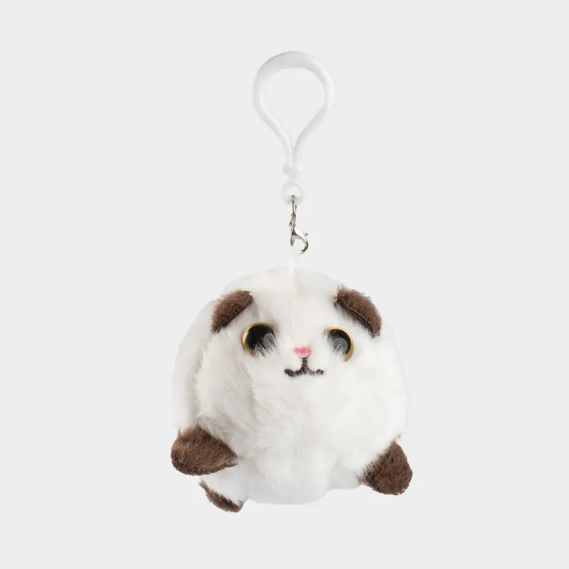 Keychain, 9 cm, Soft, wind-up, polyester / plastic, White, Cat, Cat