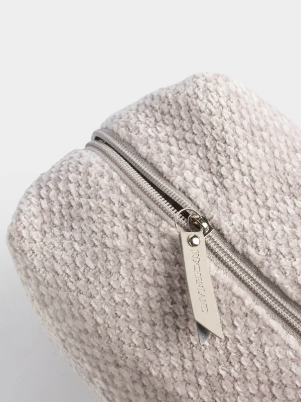 Cosmetic bag, 20x13 cm, chenille / lurex, beige, Chenill, image-3