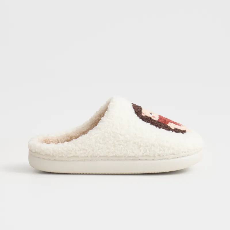 Children's slippers, homewear,size 33, artificial fur, milky, Hedgehogs, Needed