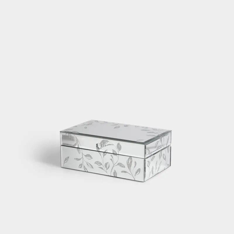 Jewelry box, 21x9 cm, glass, Mirror, Branches, Glossy