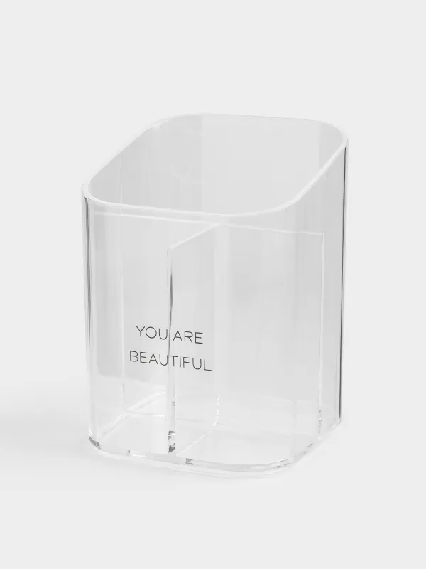 Organizer for cosmetics, 8x11 cm, 3 compartments, plastic, Basic font, image-1